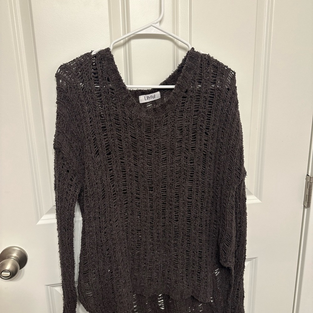 Oversized brown crochet sweater
